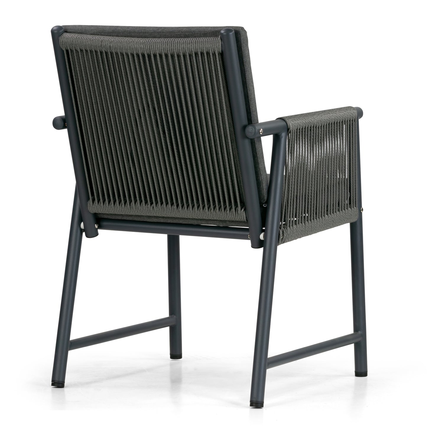 Set of 2 Bianca Grey Outdoor Dining Chair with Hand-Woven Synthetic Rattan Arms