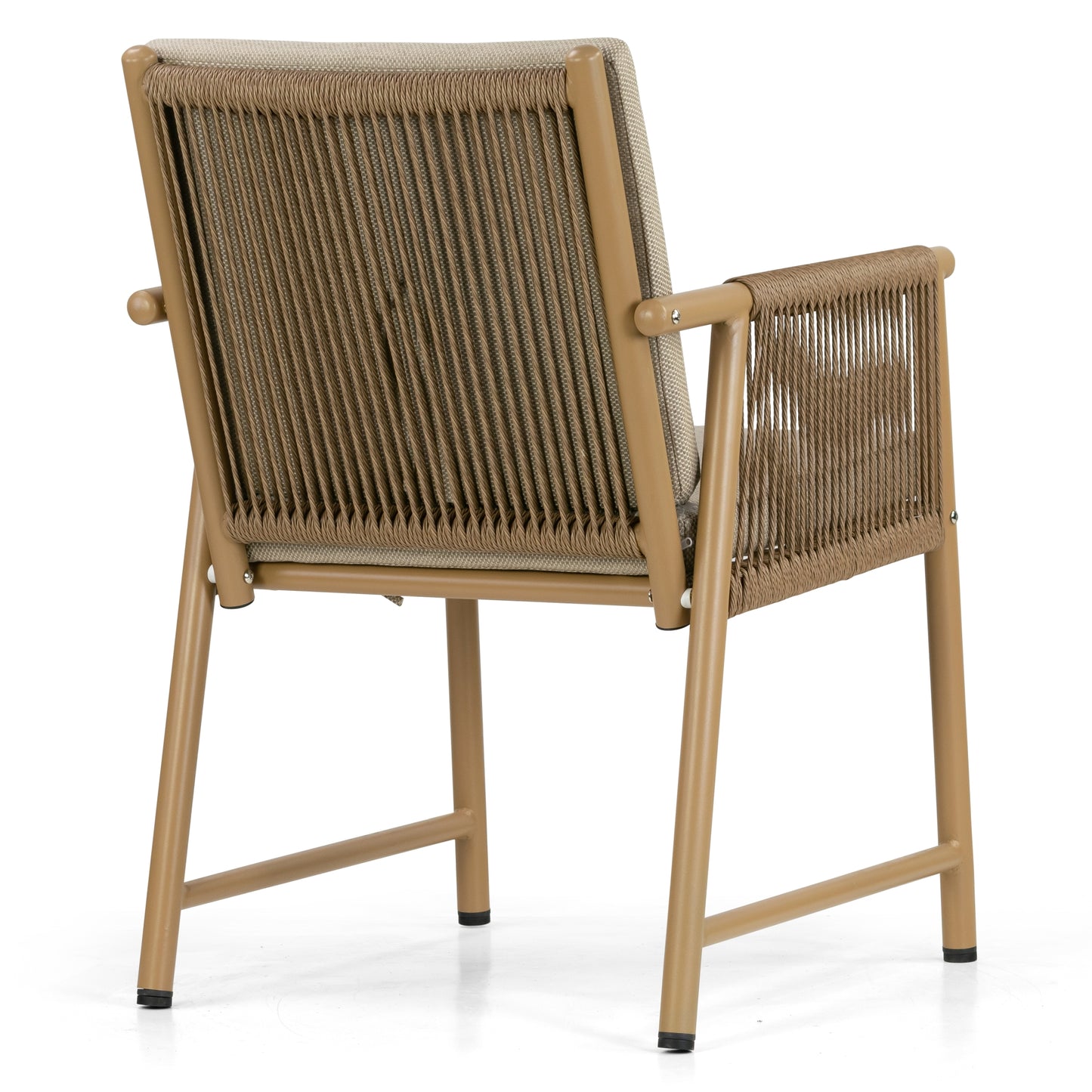 Set of 2 Bianca Brown Outdoor Dining Chair with Hand-Woven Synthetic Rattan Arms