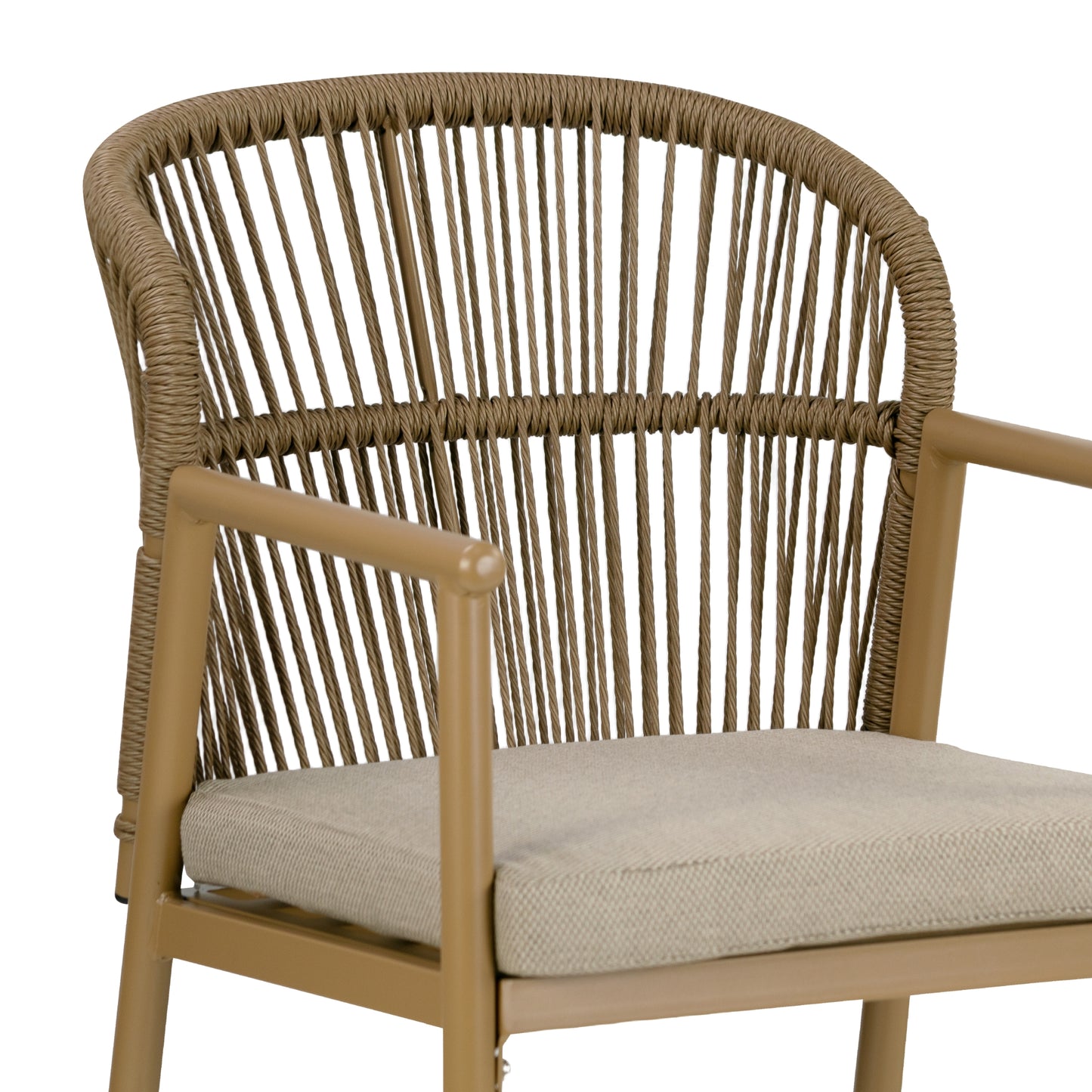 Set of 2 Bina Brown Outdoor Dining Chair with Hand-Woven Synthetic Rattan Back