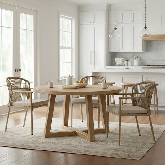 Set of 2 Bina Brown Outdoor Dining Chair with Hand-Woven Synthetic Rattan Back