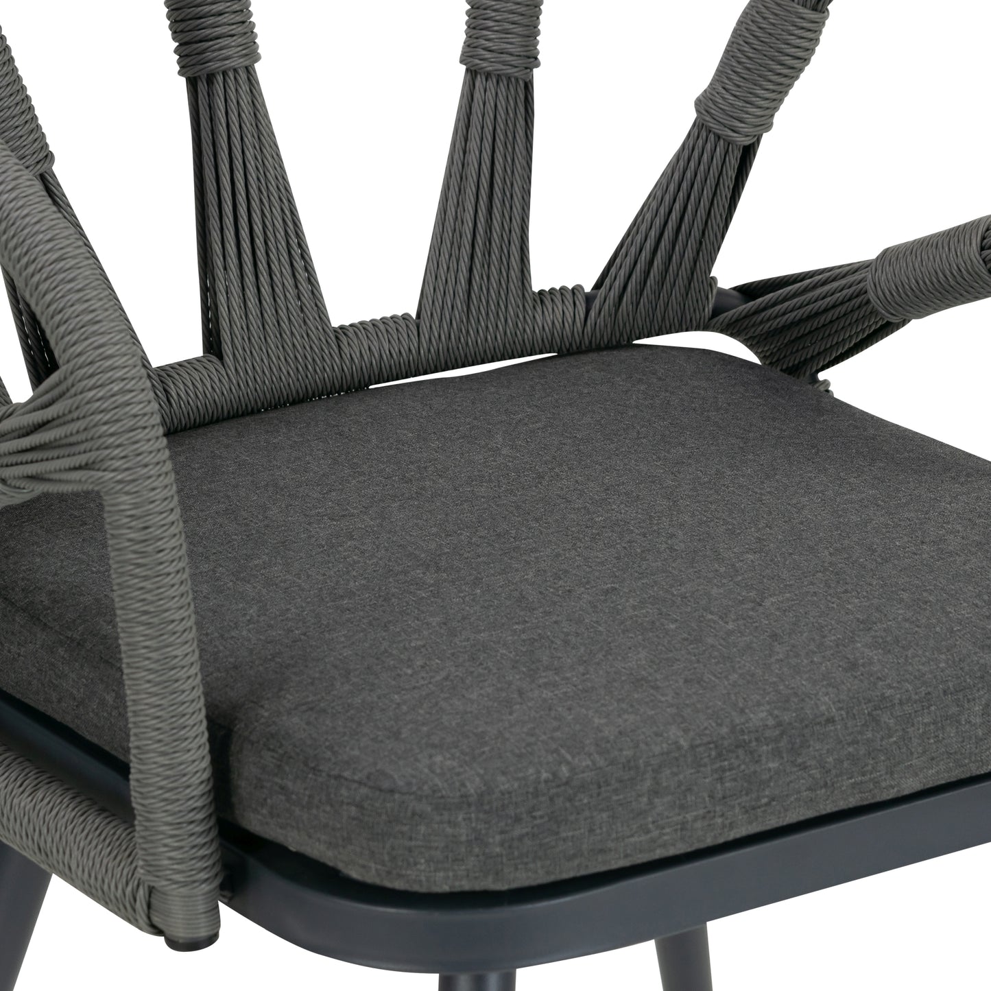 Set of 2 Binda Grey Outdoor Dining Chair with Hand-Woven Back