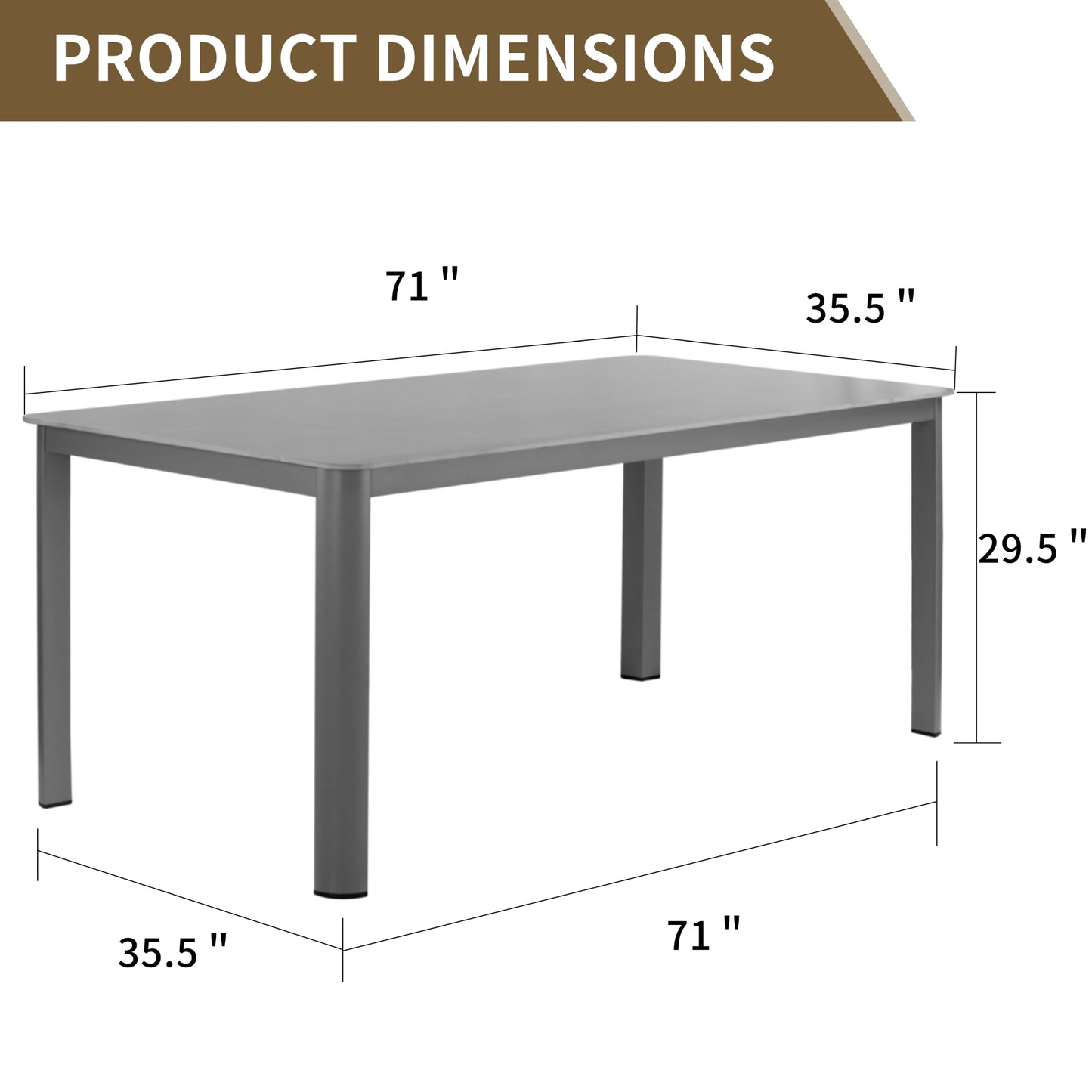 Bia Brown Outdoor Dining Table with Stone Top