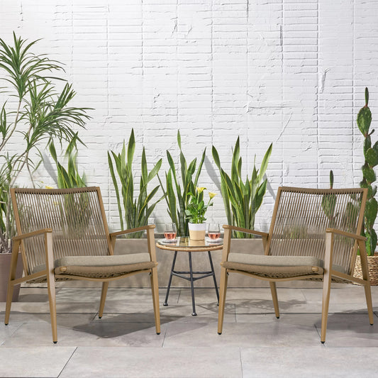 Set of 2 Biton Brown Outdoor Lounge Chair with Seat Cushion