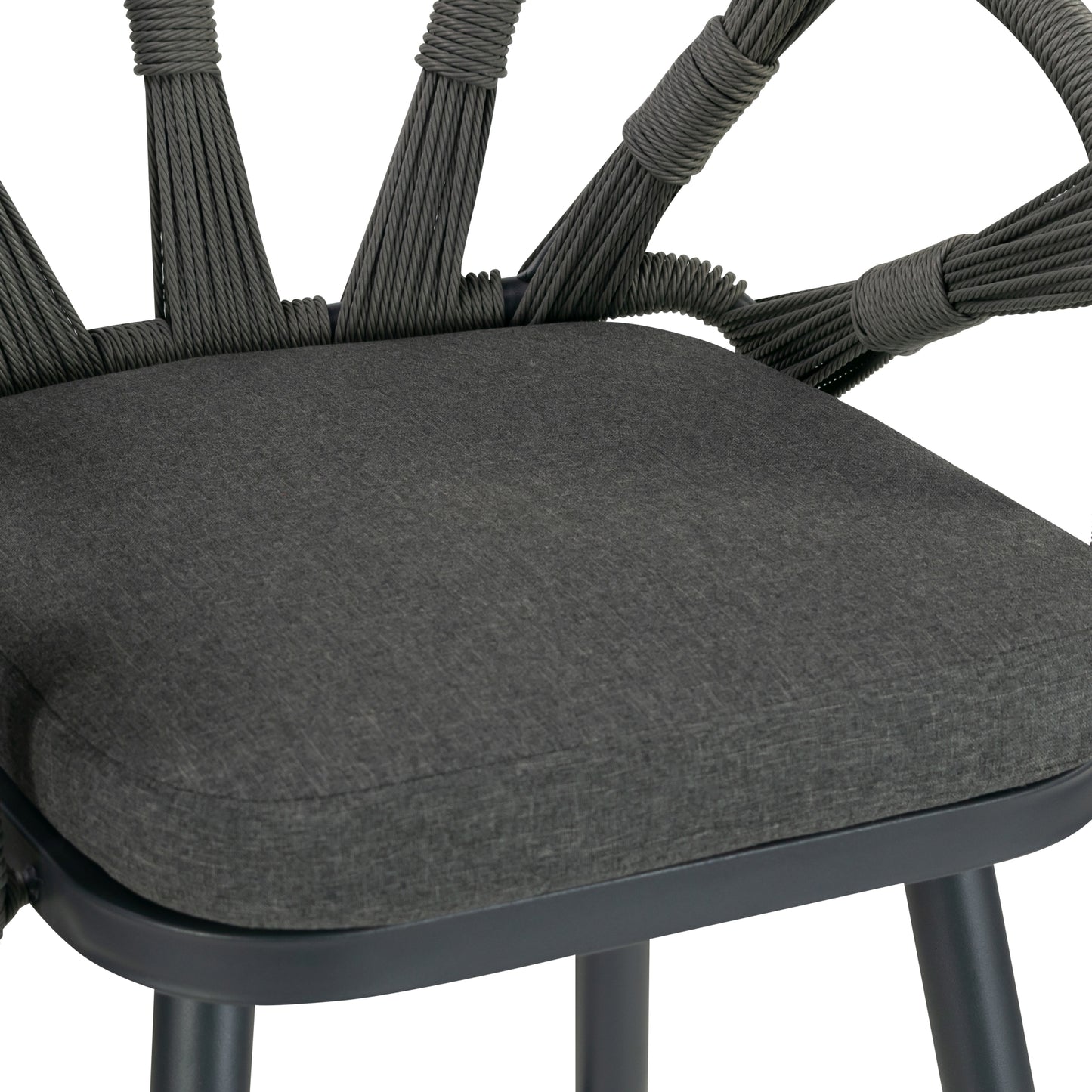 Set of 2 Birre Grey Outdoor Counter Height Stool with Hand-Woven Back