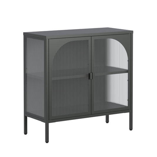 Benoît 31.56-inch Black Two Door Sideboard with Fluted Clear Doors