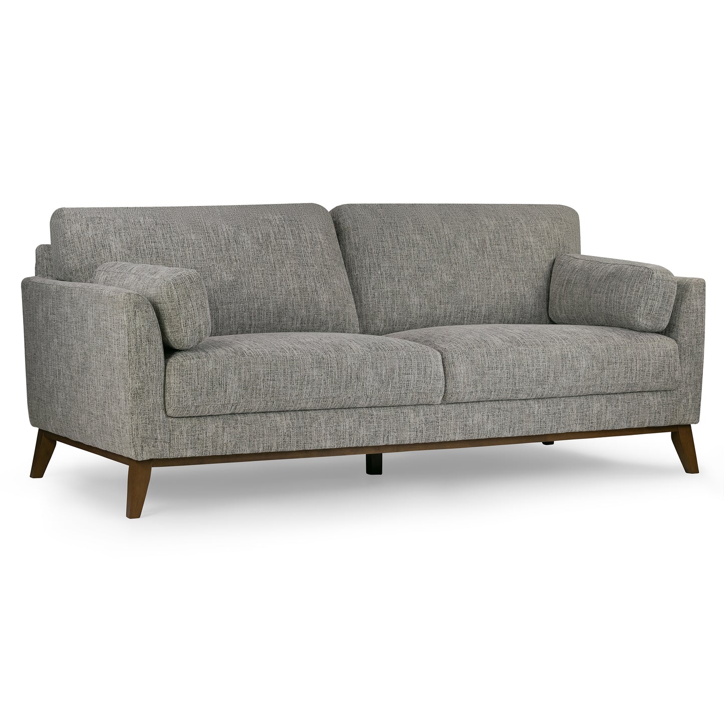 Birre Black and Ivory Blend Chenille Tweed Fabric Sofa with Wood Legs