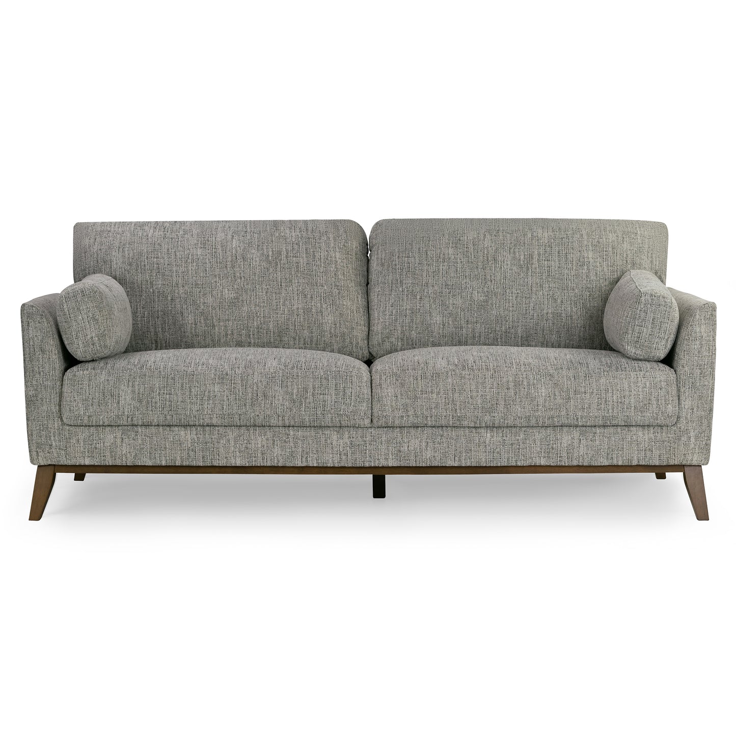 Birre Black and Ivory Blend Chenille Tweed Fabric Sofa with Wood Legs