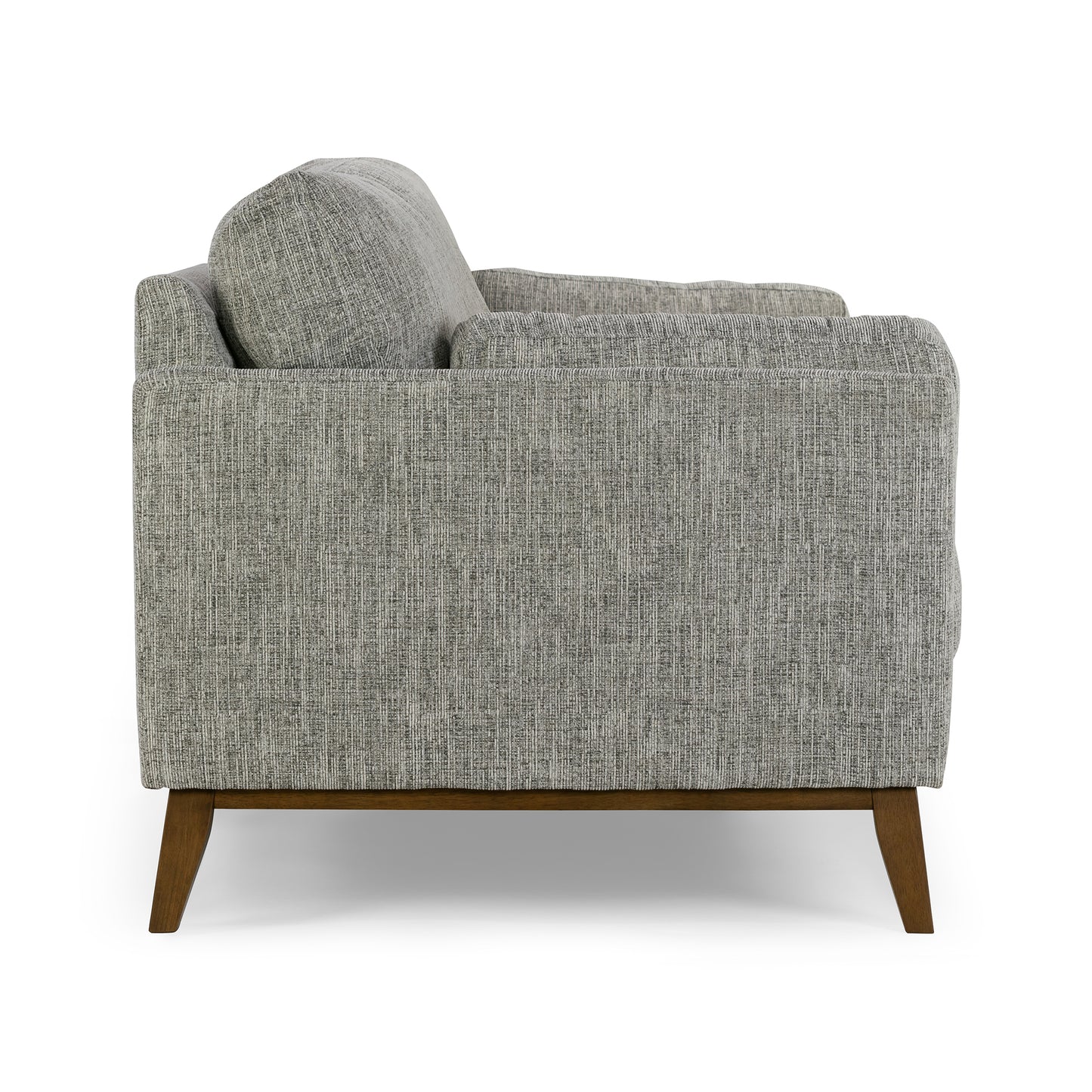 Birre Black and Ivory Blend Chenille Tweed Fabric Sofa with Wood Legs