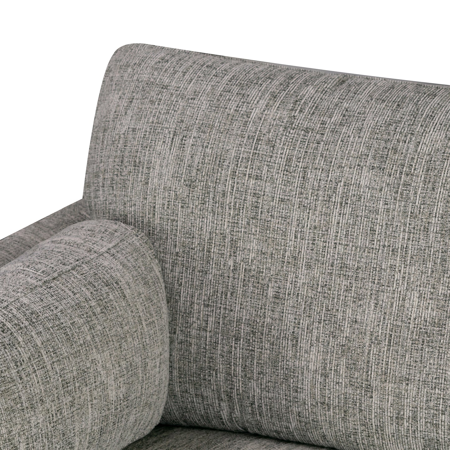 Birre Black and Ivory Blend Chenille Tweed Fabric Sofa with Wood Legs