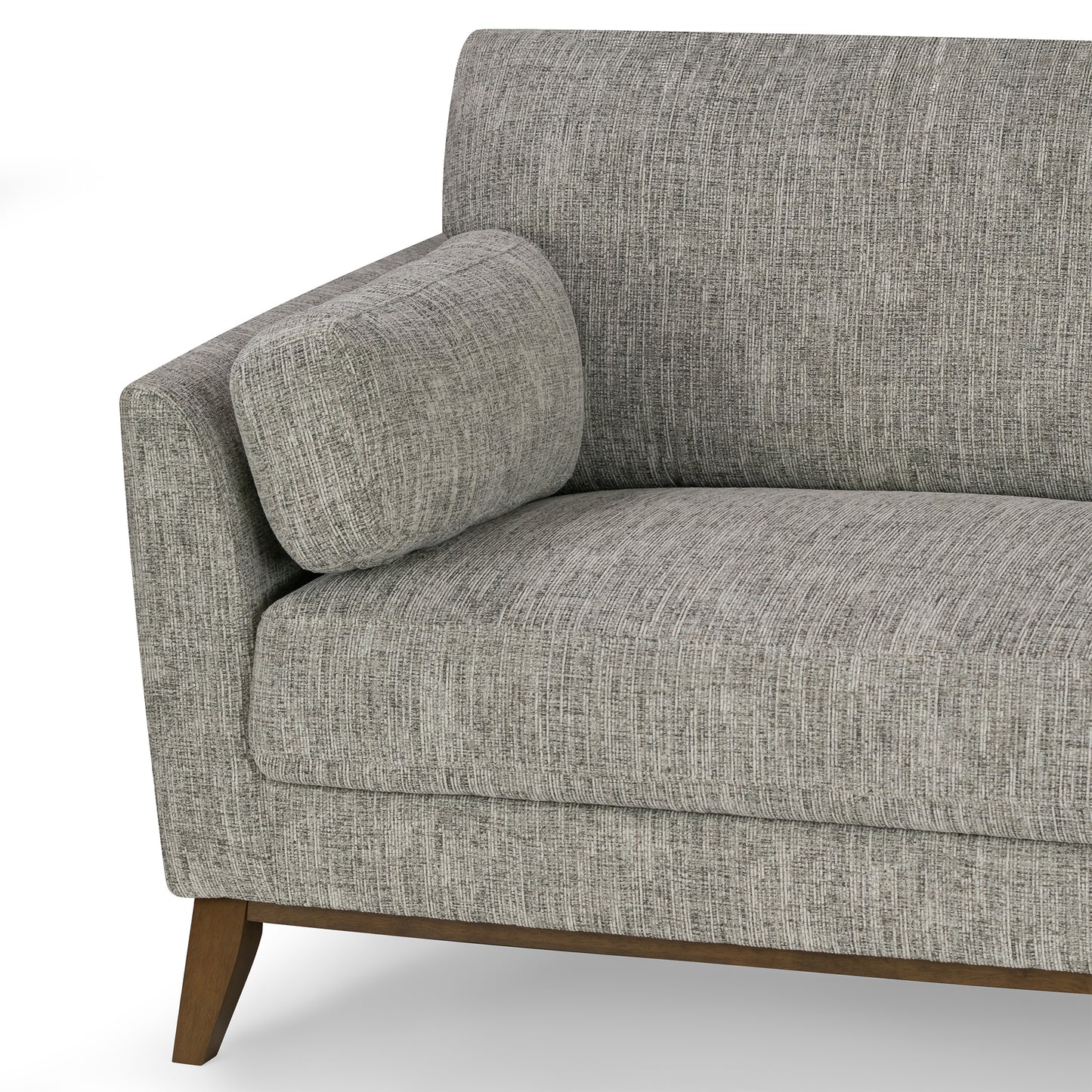 Birre Black and Ivory Blend Chenille Tweed Fabric Sofa with Wood Legs