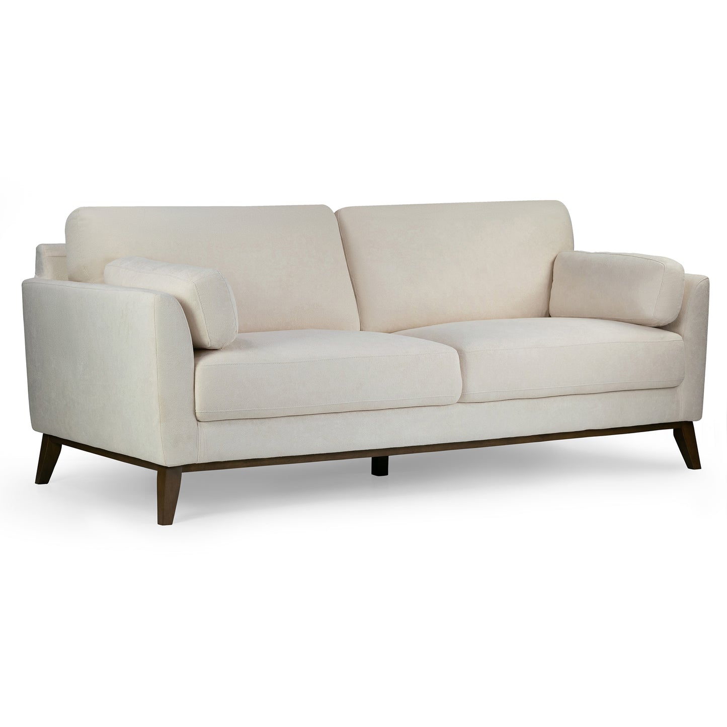 Birre Beige Micro Boucle Fabric Sofa with Wood Legs