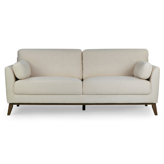 Birre Beige Micro Boucle Fabric Sofa with Wood Legs