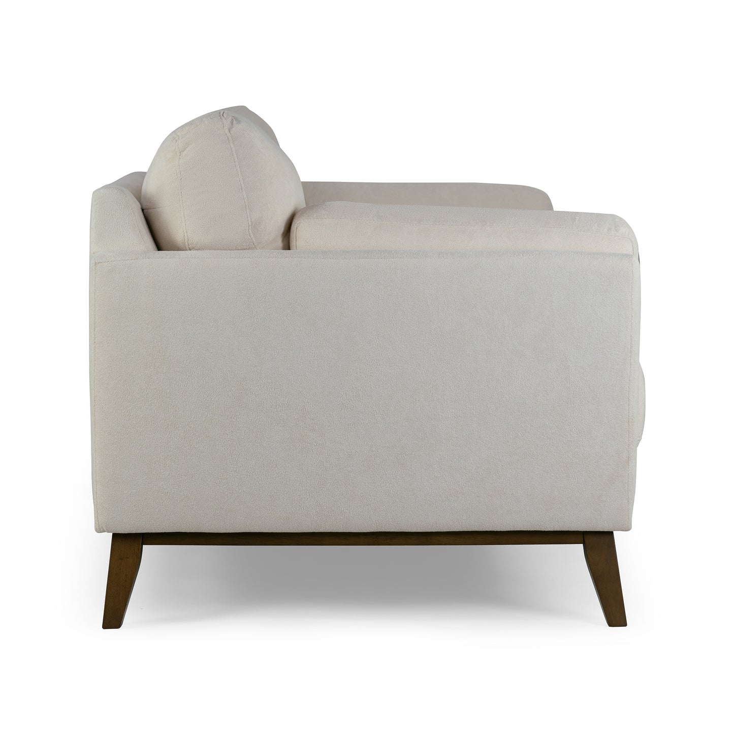 Birre Beige Micro Boucle Fabric Sofa with Wood Legs
