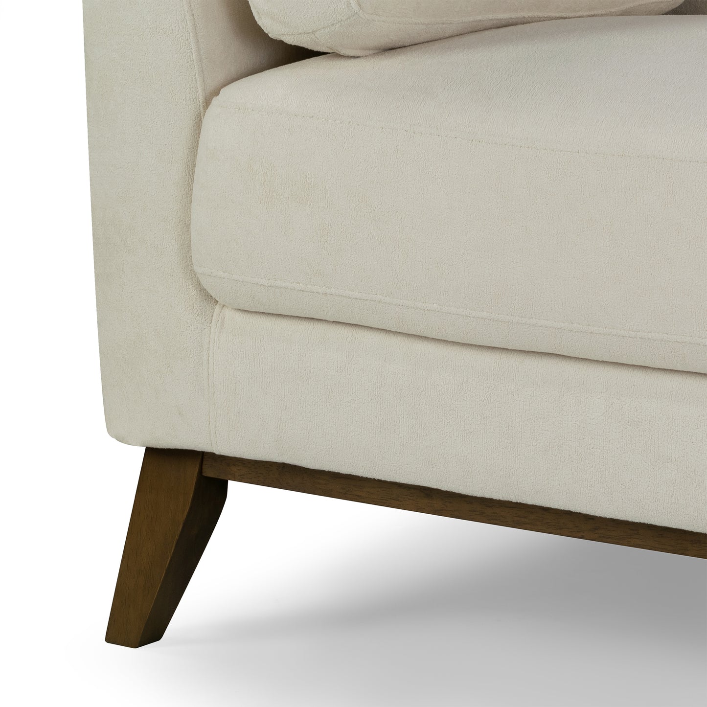 Birre Beige Micro Boucle Fabric Sofa with Wood Legs