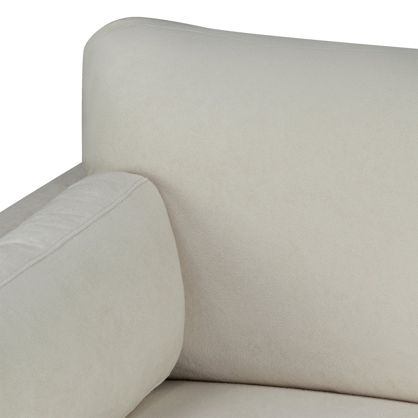 Birre Beige Micro Boucle Fabric Sofa with Wood Legs