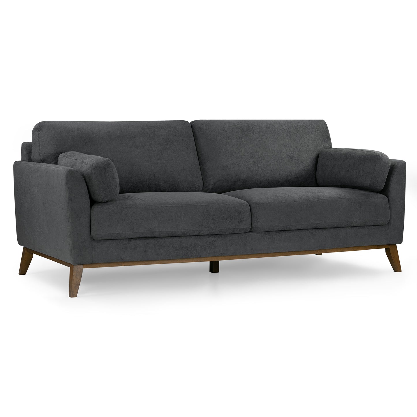 Birre Dark Gray Micro Boucle Fabric Sofa with Wood Legs
