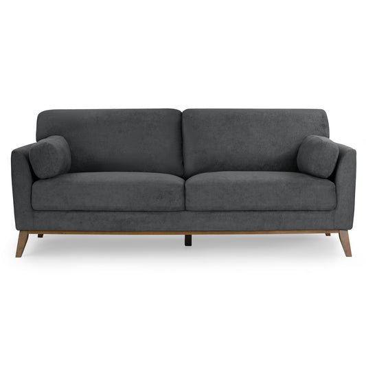 Birre Dark Gray Micro Boucle Fabric Sofa with Wood Legs
