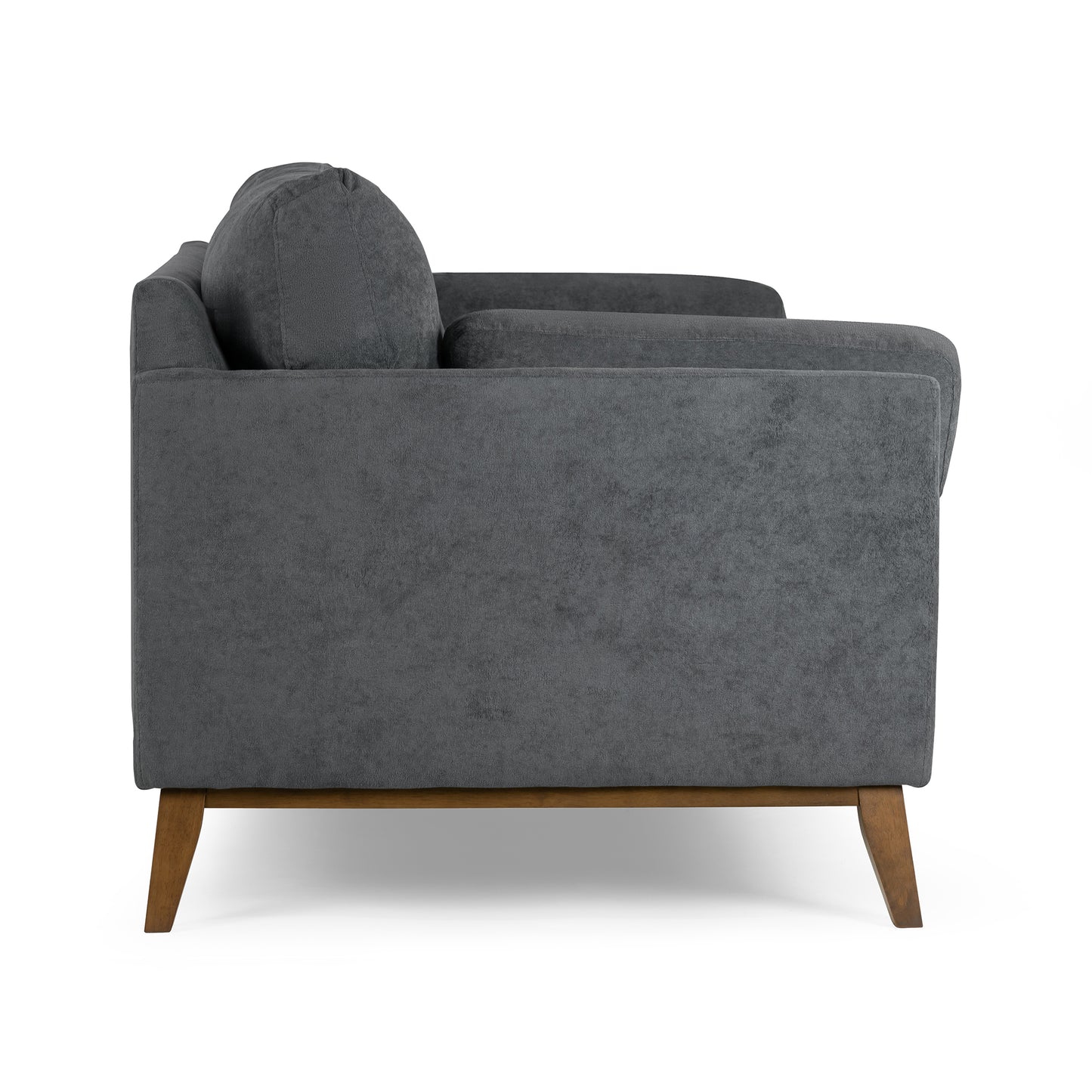Birre Dark Gray Micro Boucle Fabric Sofa with Wood Legs