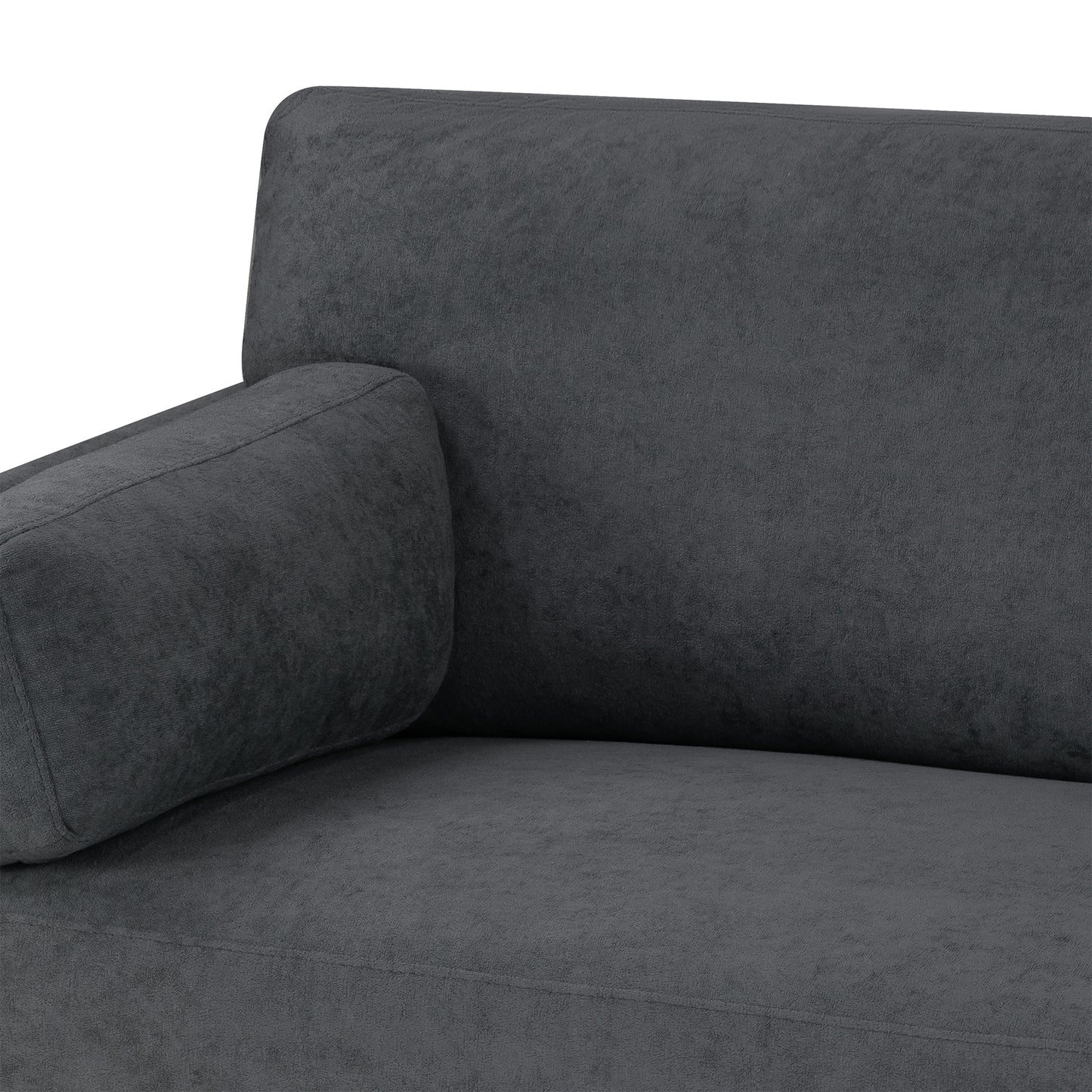 Birre Dark Gray Micro Boucle Fabric Sofa with Wood Legs