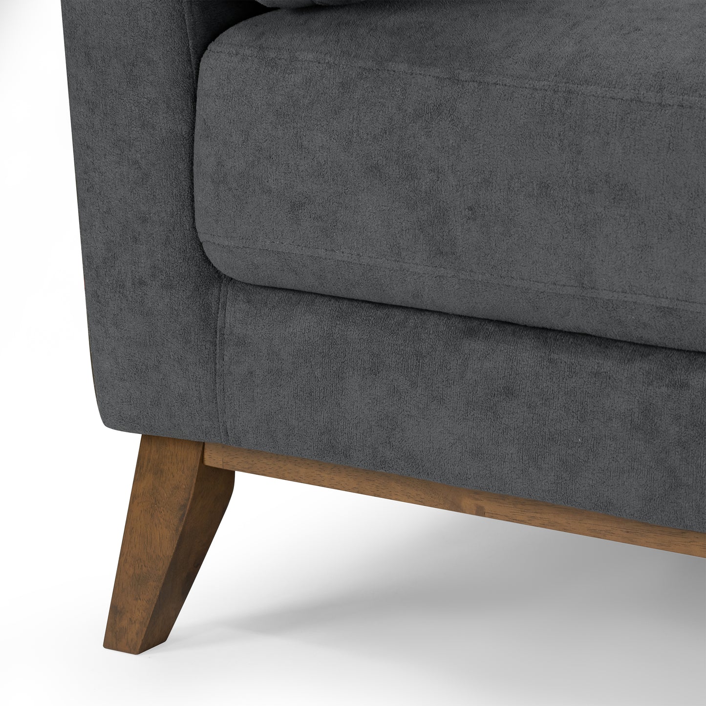 Birre Dark Gray Micro Boucle Fabric Sofa with Wood Legs