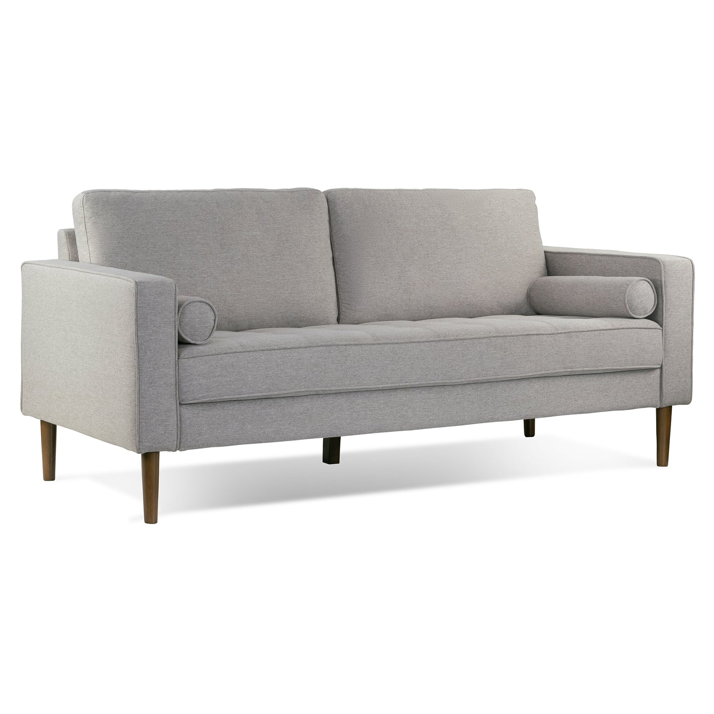 Bisera Beige Twill Tufted Fabric Sofa with Wood Legs