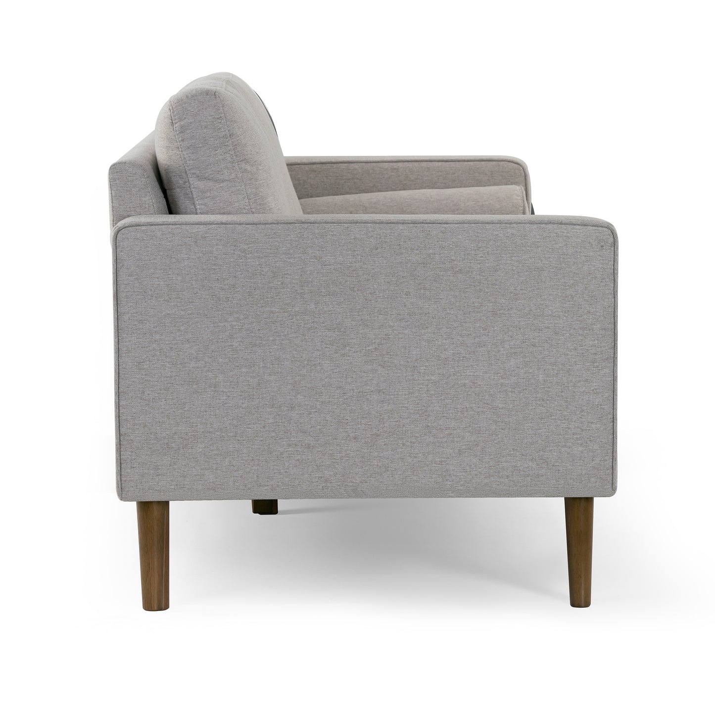 Bisera Beige Twill Tufted Fabric Sofa with Wood Legs