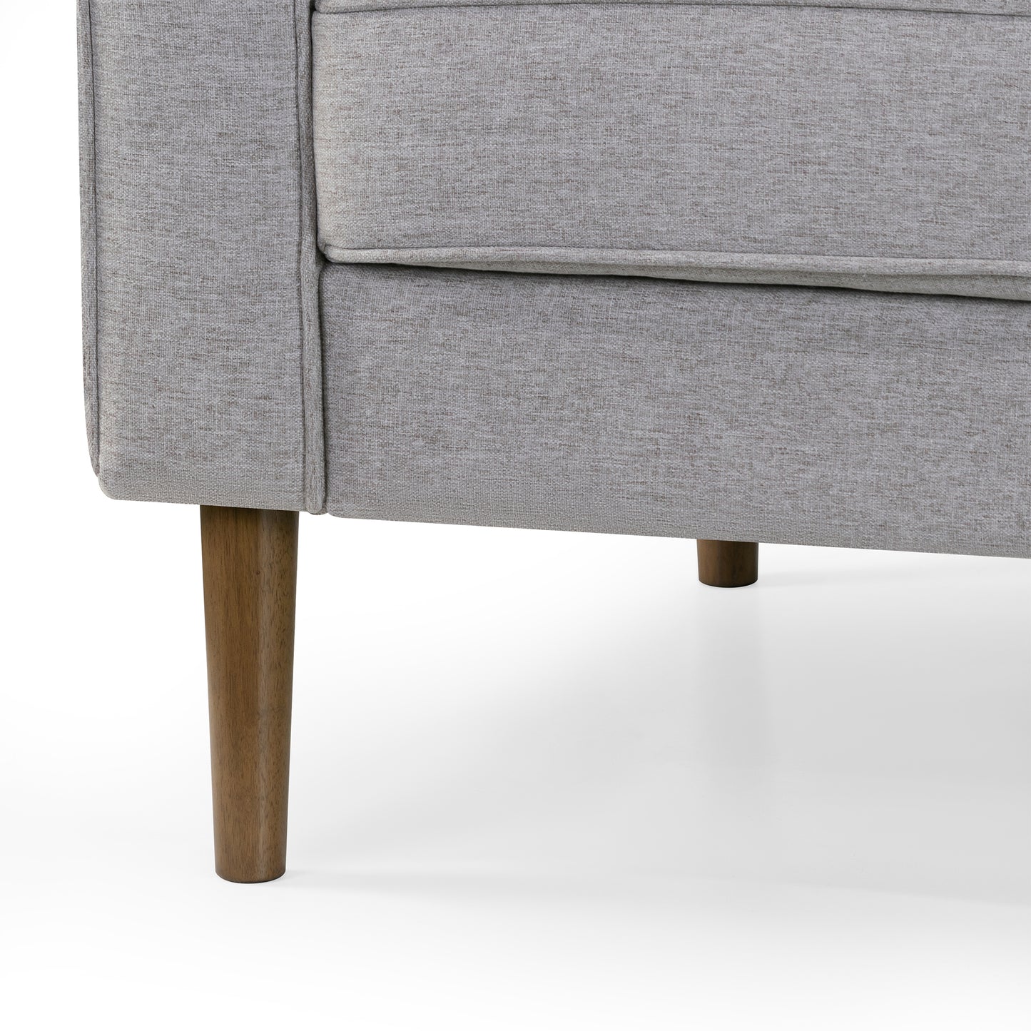 Bisera Beige Twill Tufted Fabric Sofa with Wood Legs