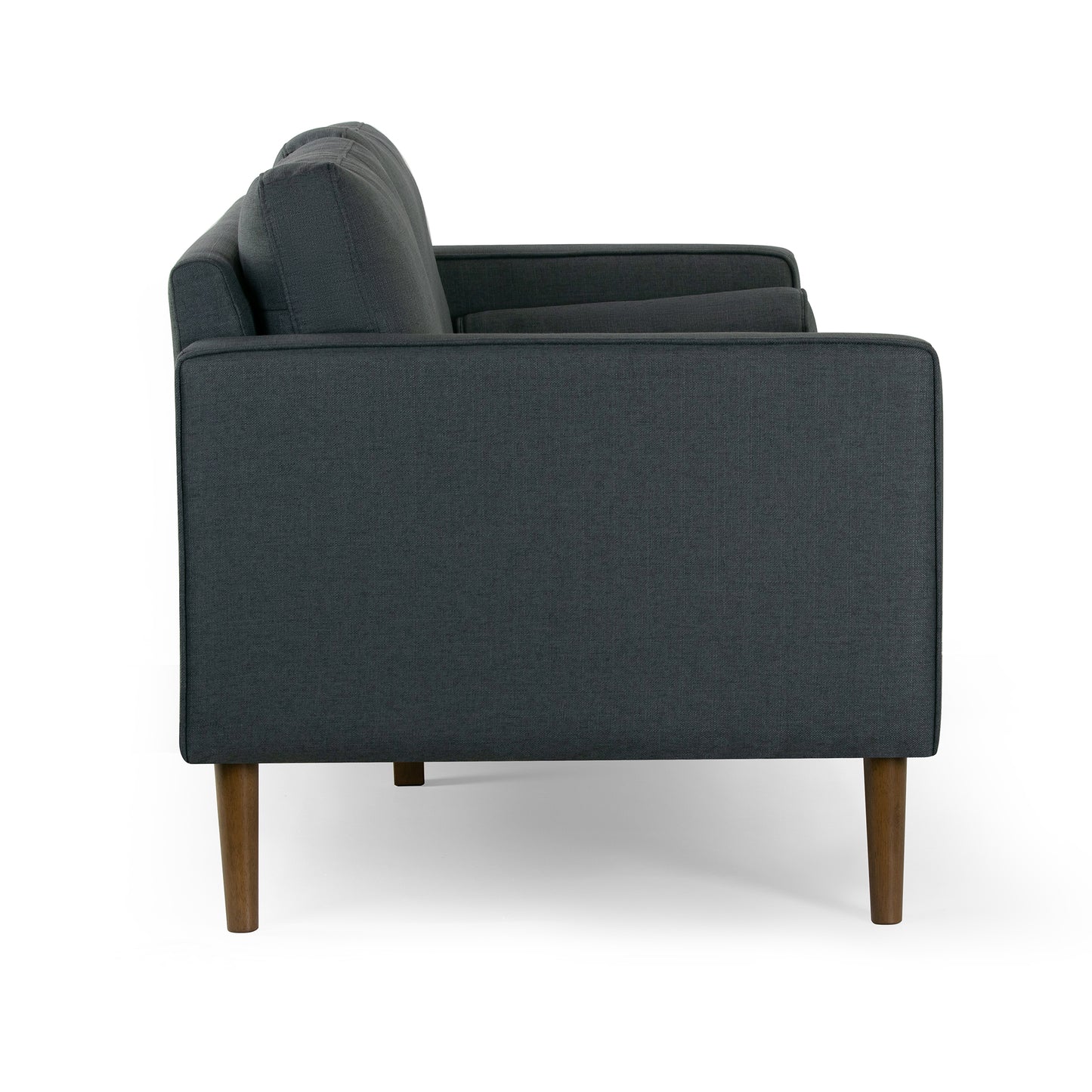 Bisera Dark Gray Twill Tufted Fabric Sofa with Wood Legs