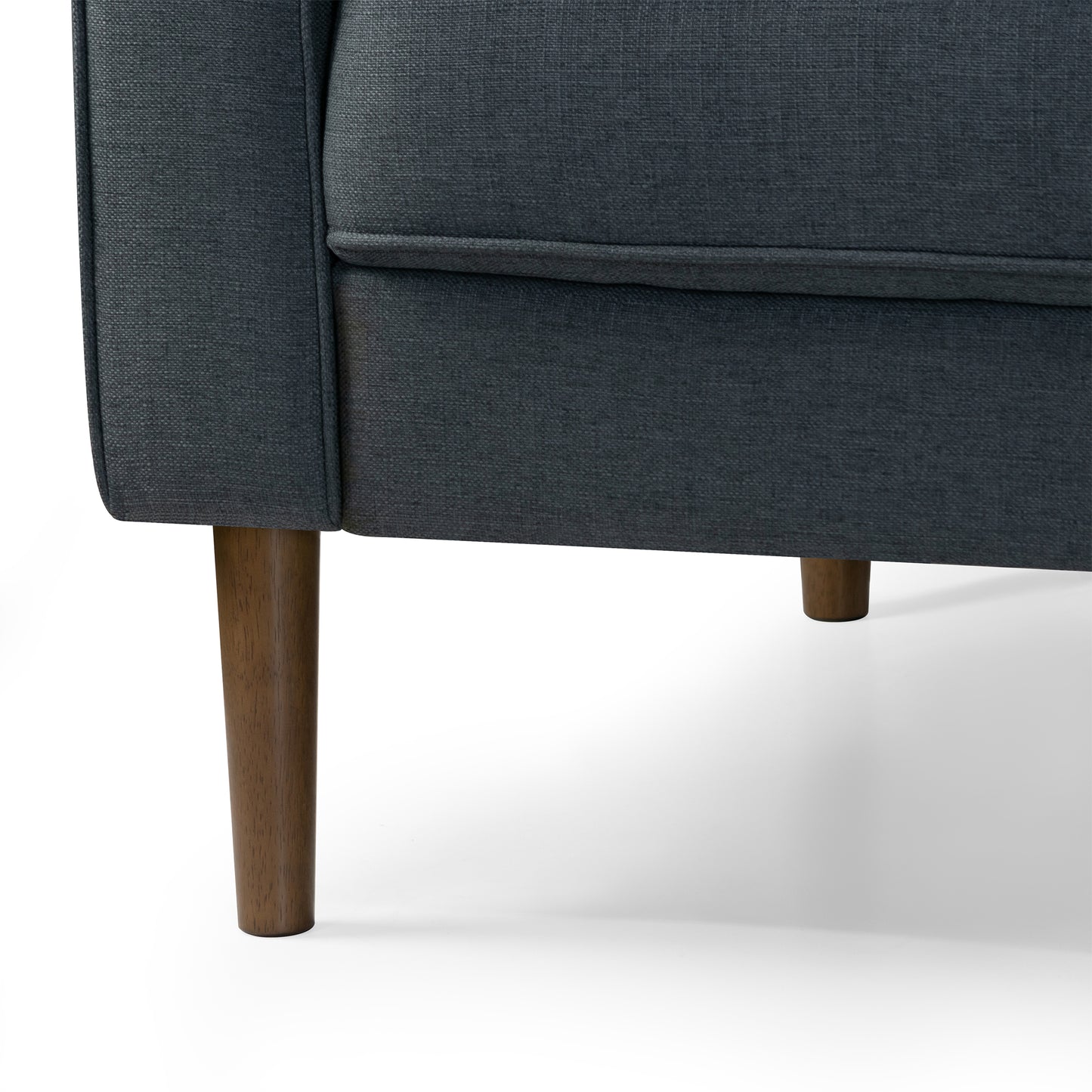Bisera Dark Gray Twill Tufted Fabric Sofa with Wood Legs