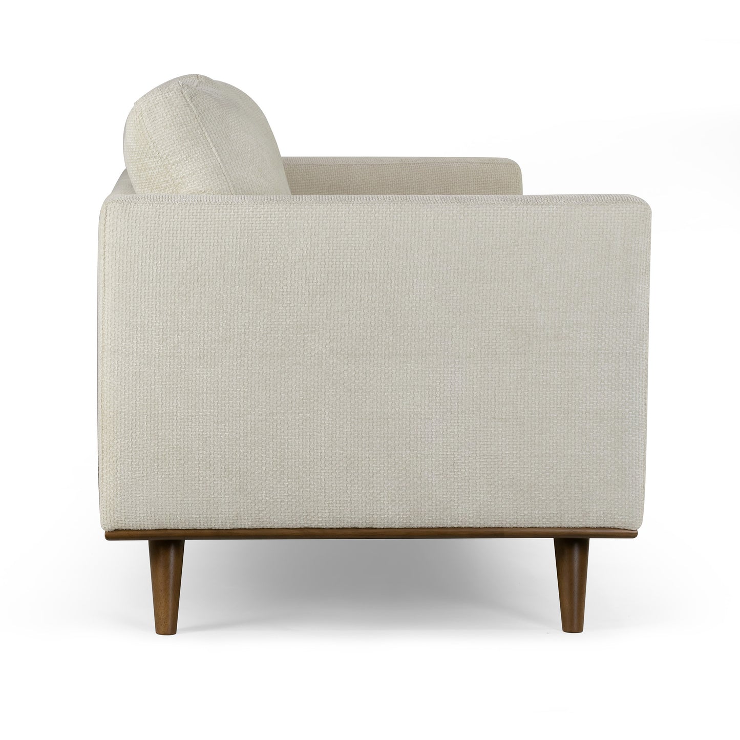 Bishop White Corduroy Twill Fabric Sofa with Wood Legs