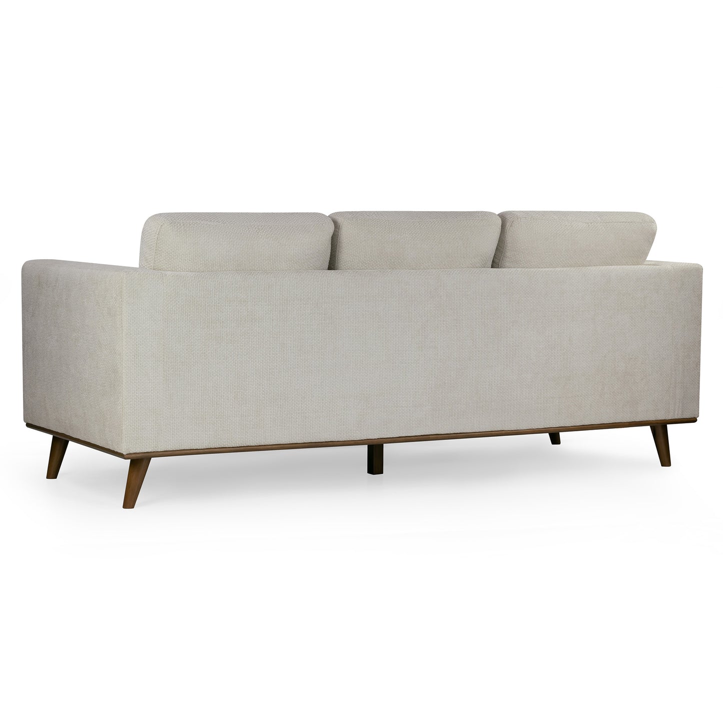 Bishop White Corduroy Twill Fabric Sofa with Wood Legs