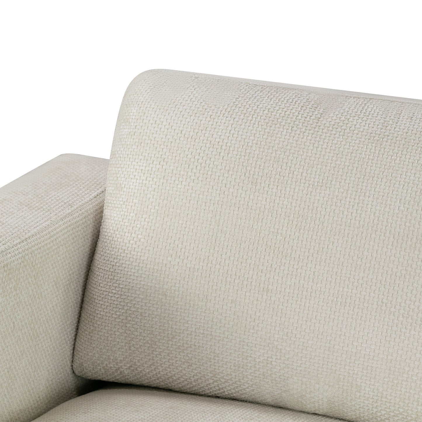 Bishop White Corduroy Twill Fabric Sofa with Wood Legs