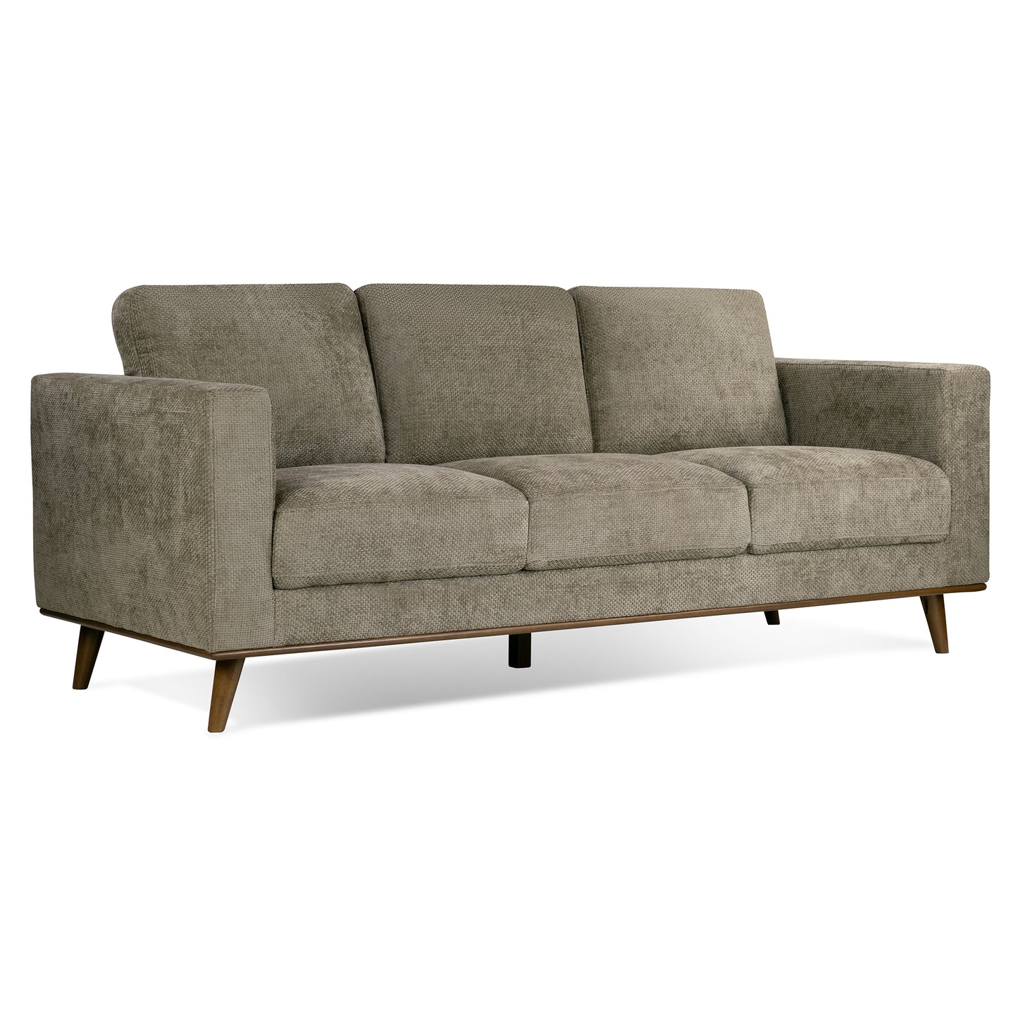 Bishop Brown Corduroy Twill Fabric Sofa with Wood Legs