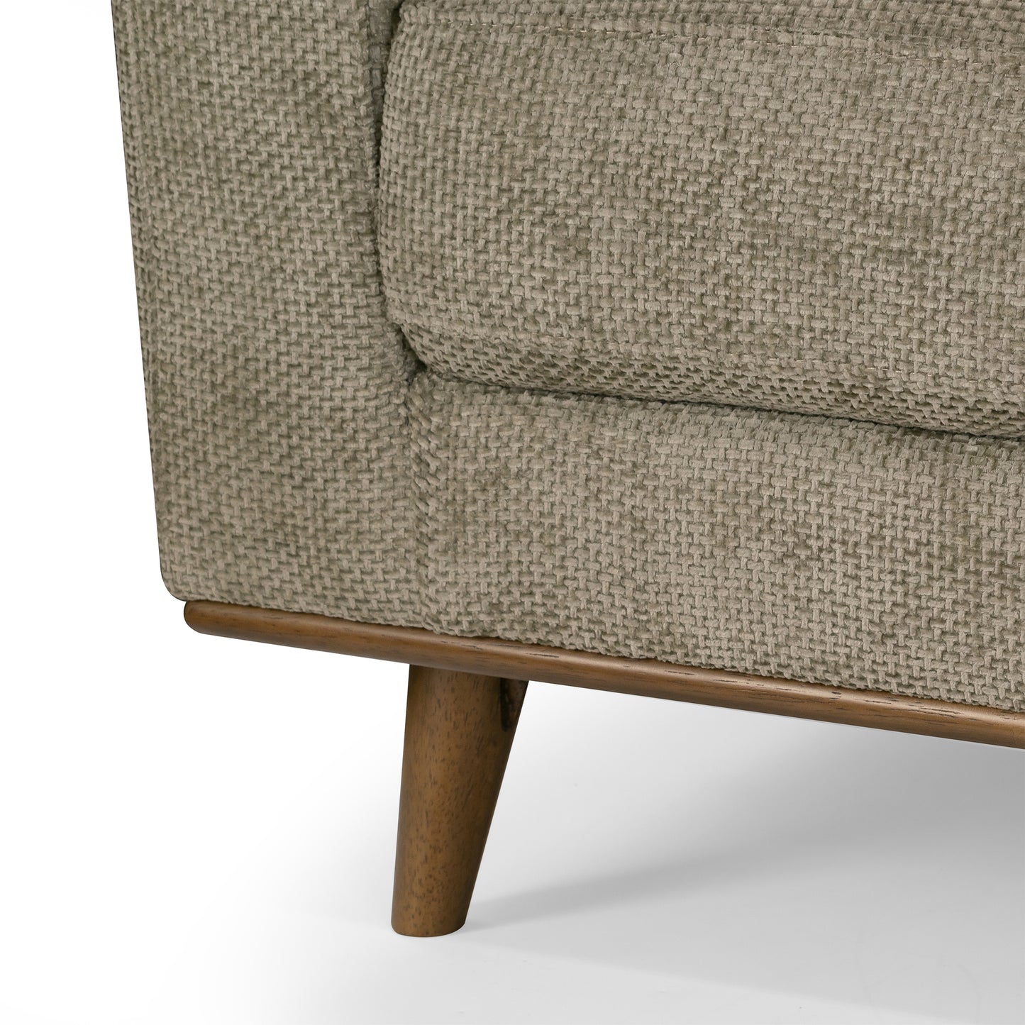 Bishop Brown Corduroy Twill Fabric Sofa with Wood Legs