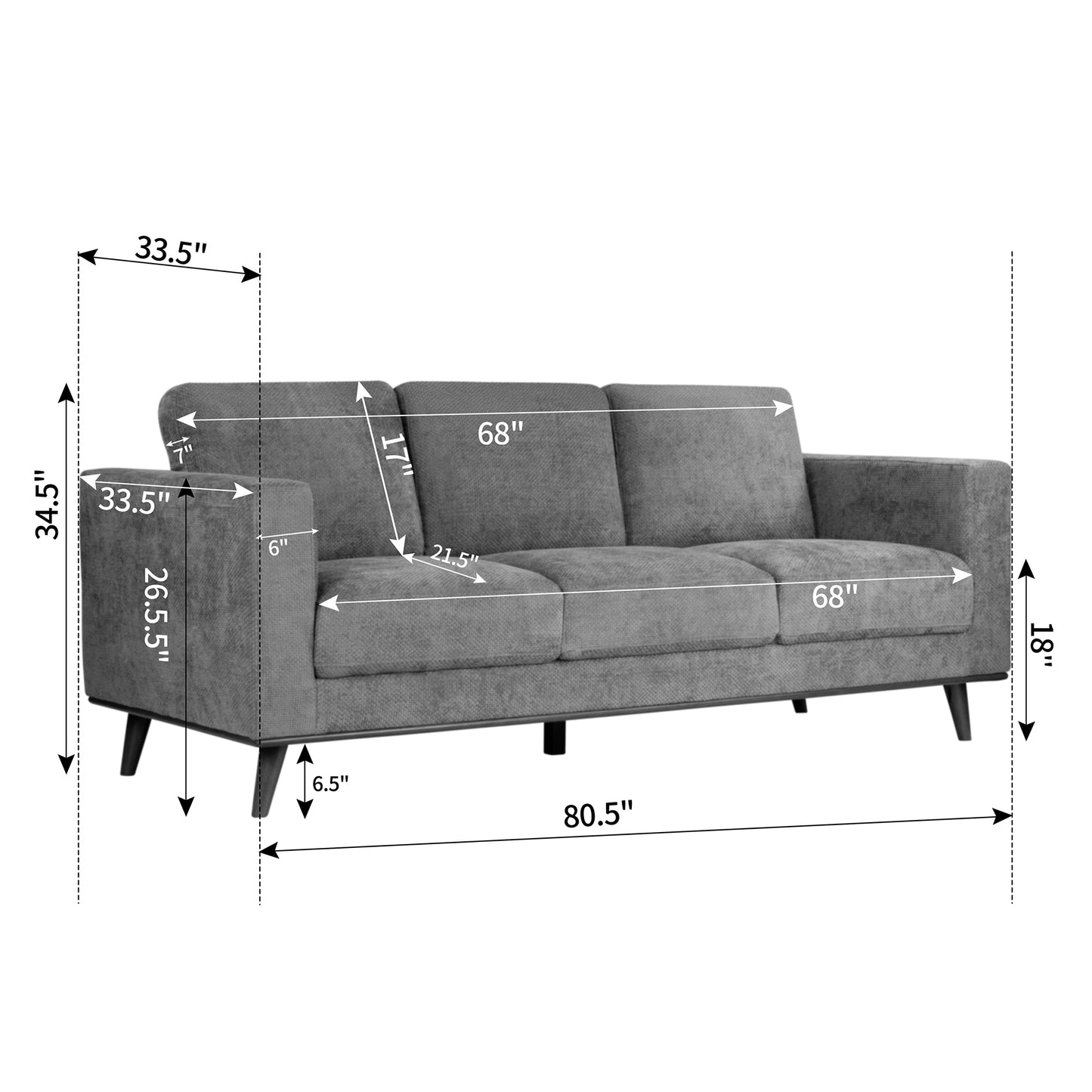 Bishop Brown Corduroy Twill Fabric Sofa with Wood Legs
