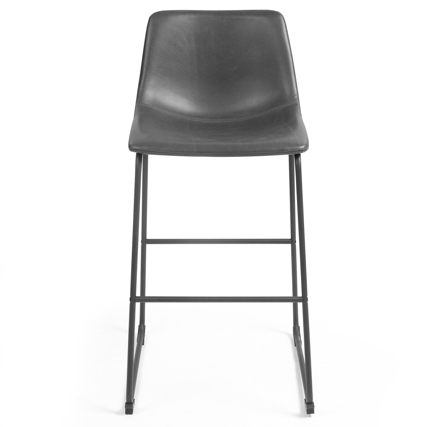 Set of 2 Adan Iron Frame Vintage Grey Faux Leather Bar Stool