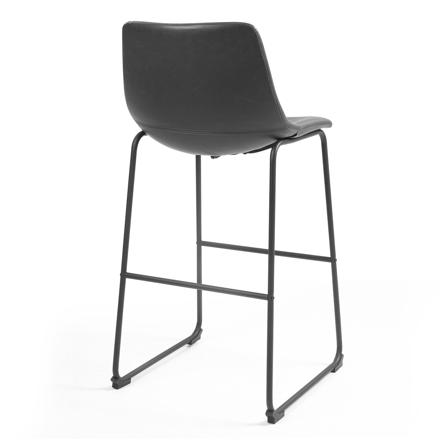 Set of 2 Adan Iron Frame Vintage Grey Faux Leather Bar Stool