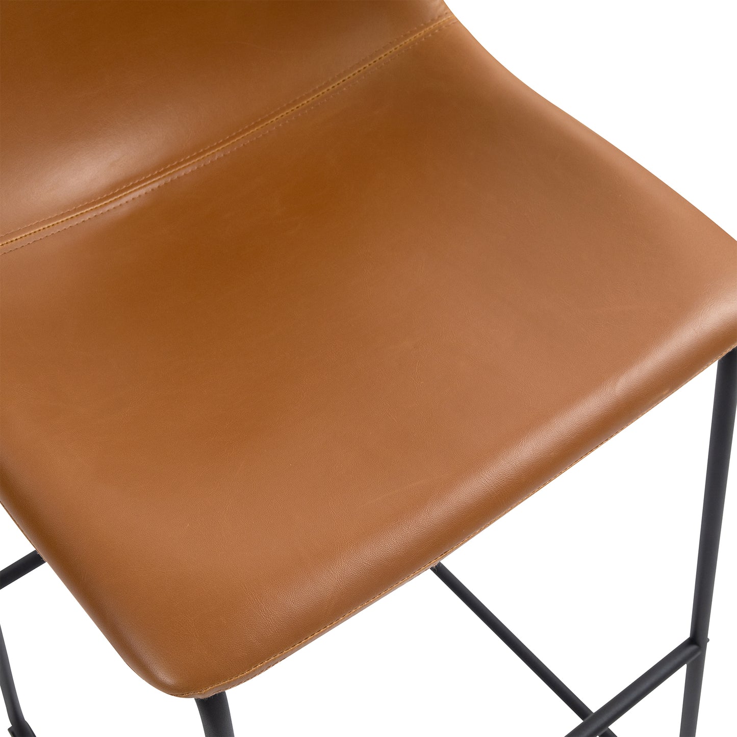 Set of 2 Adan Iron Frame Vintage Cappuccino Faux Leather Bar Stool