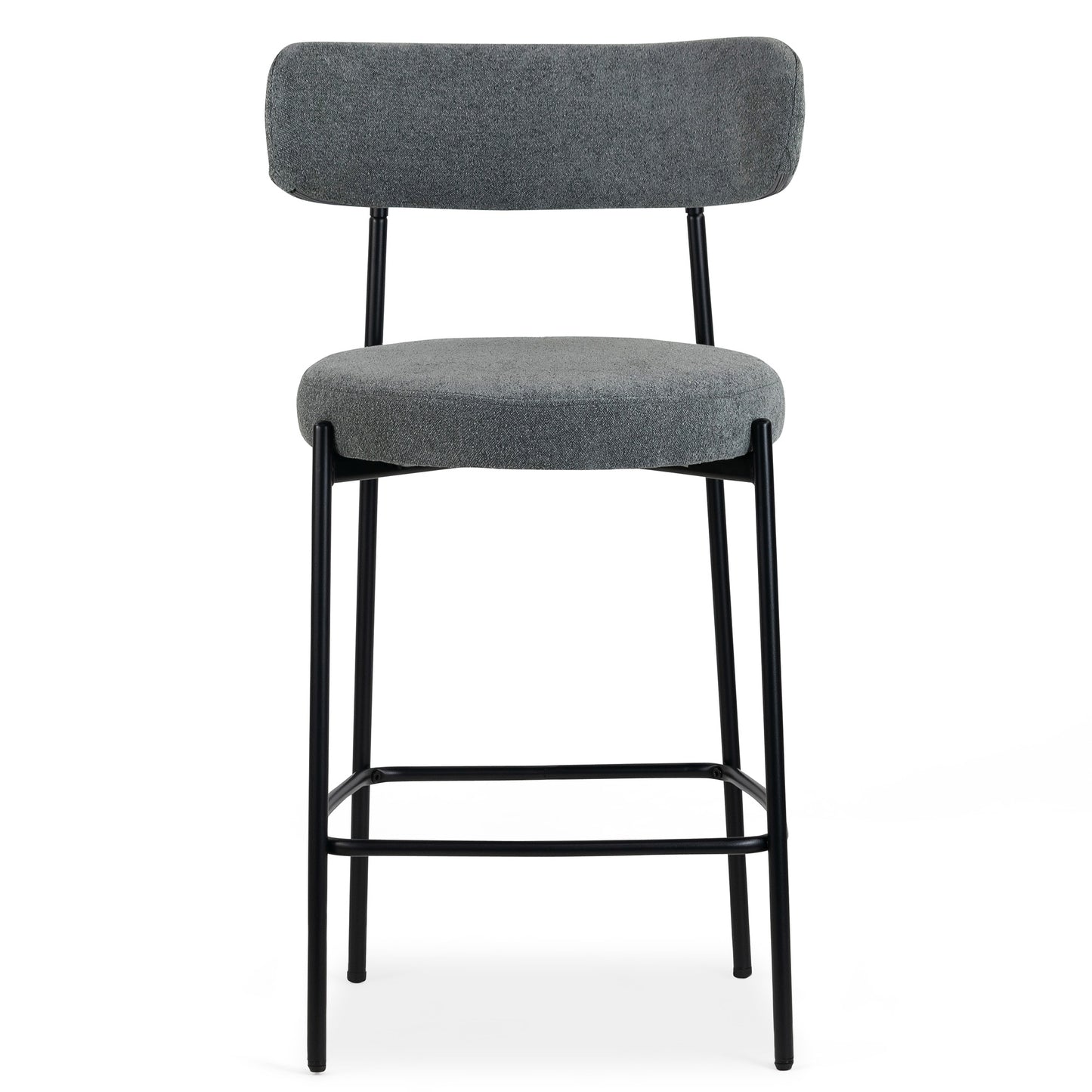 Set of 2 Awen Gray Boucle Counter Stool with Black Legs