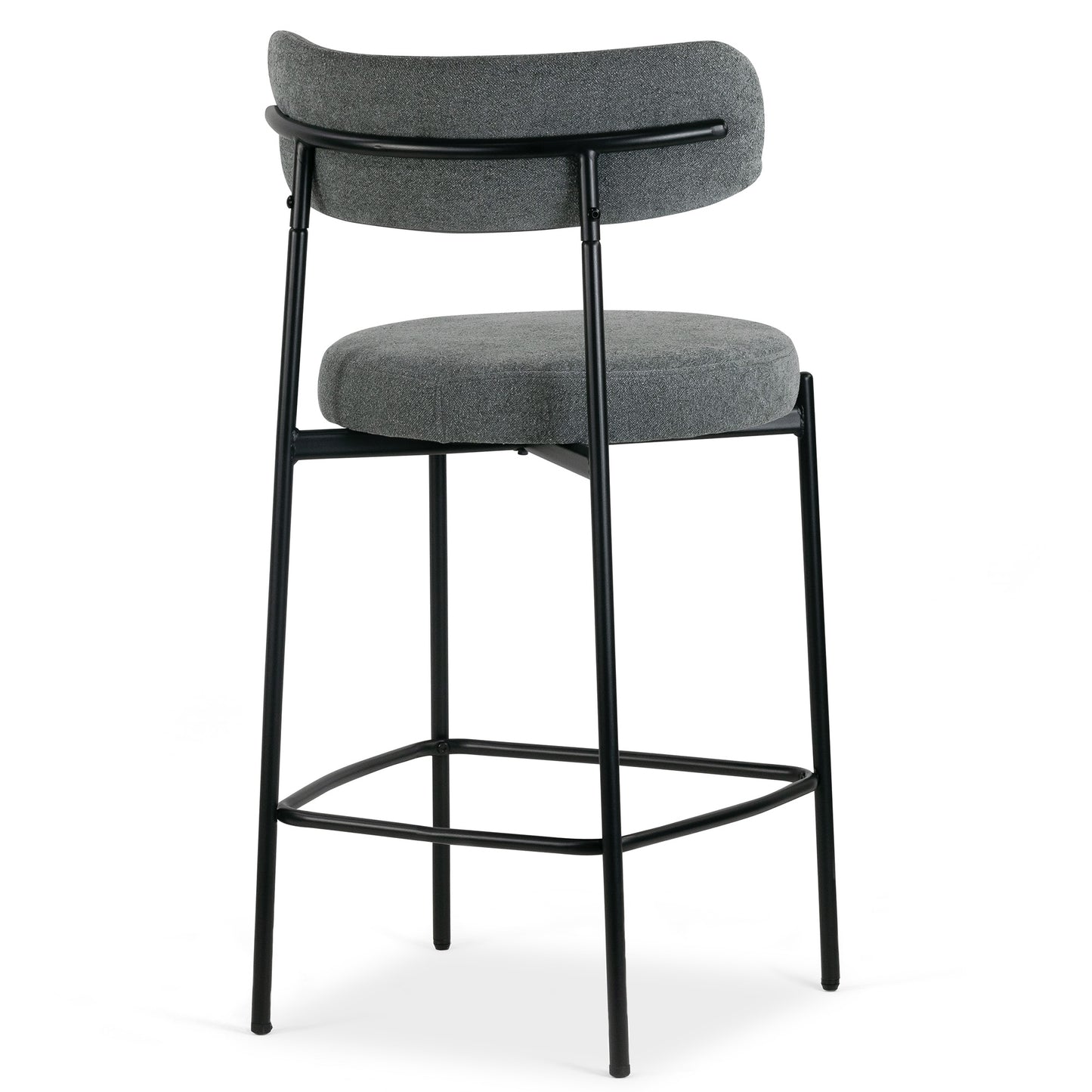 Set of 2 Awen Gray Boucle Counter Stool with Black Legs