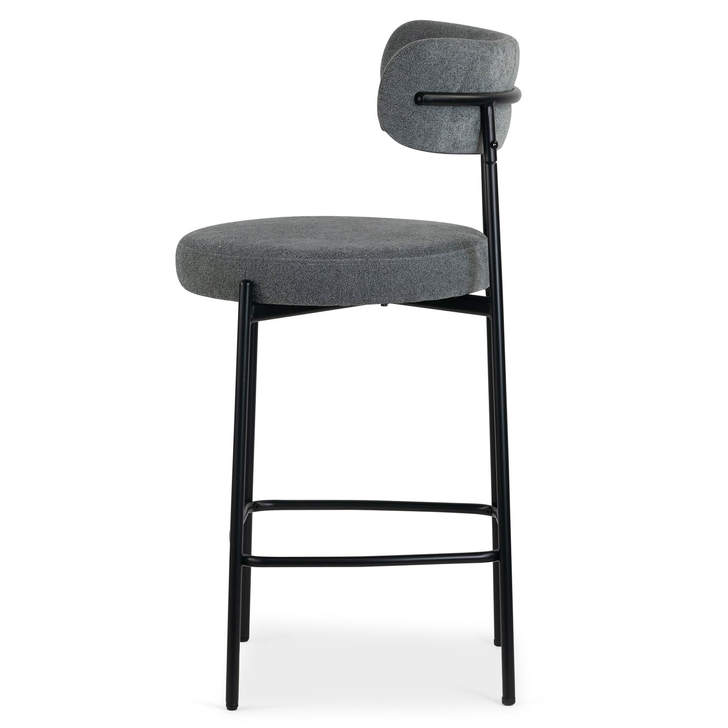 Set of 2 Awen Gray Boucle Counter Stool with Black Legs