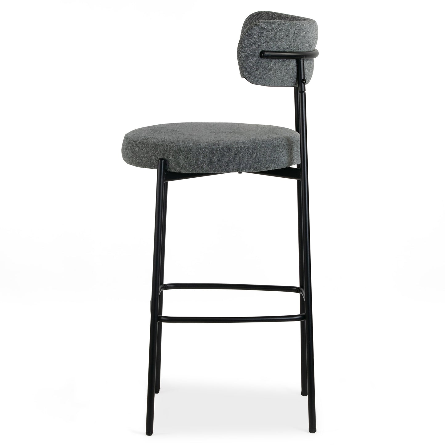 Set of 2 Awen Gray Boucle Bar Stool with Black Legs