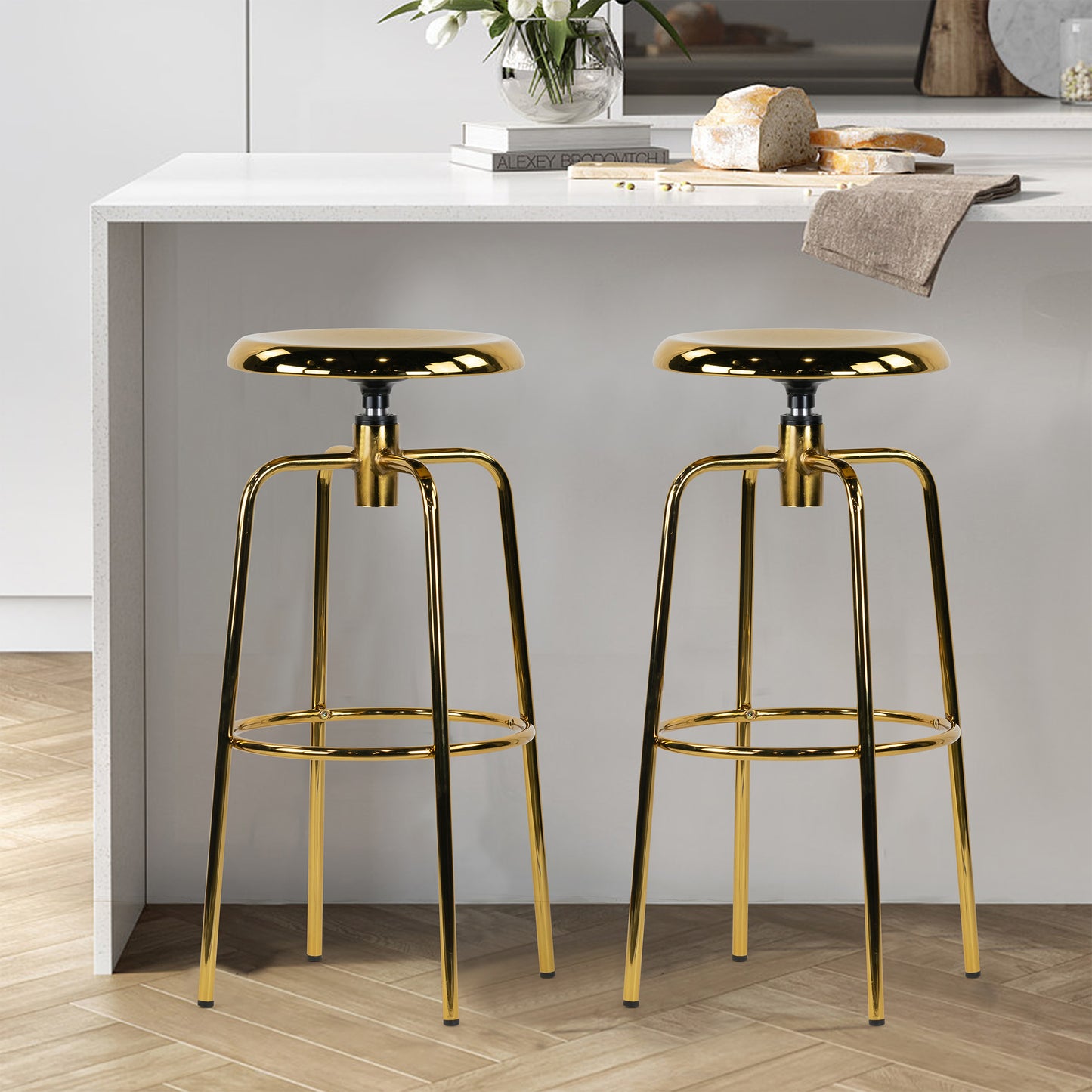 Set of 2 Ayala Gold Chrome Counter Stool