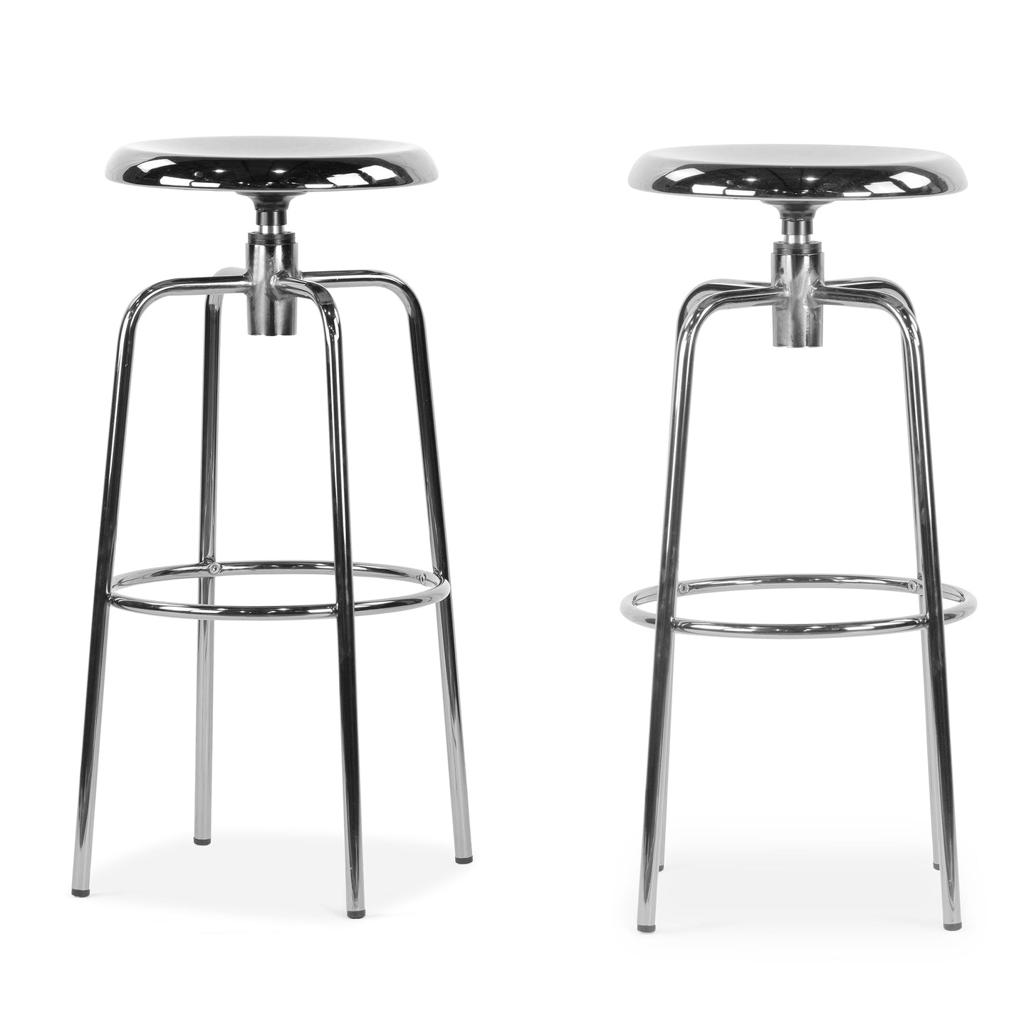 Set of 2 Ayala Silver Chrome Bar Stool
