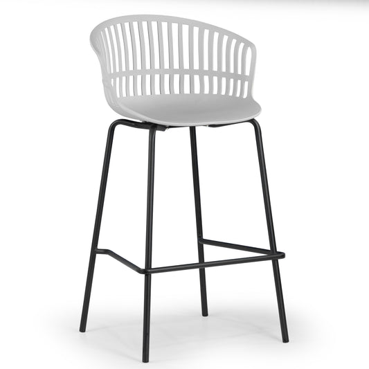 Set of 2 Basia Gray Plastic Counter Stool with Slatted Back and Iron Legs
