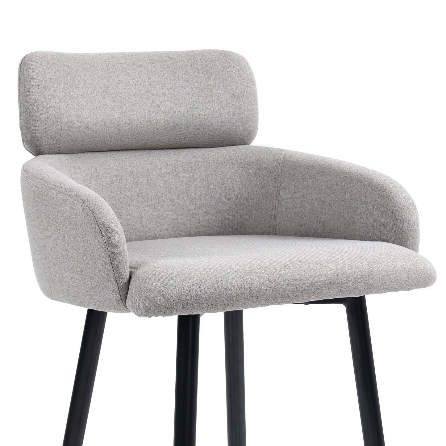 Set of 2 Barker Gray Fabric Tufted Bar Stool with Black Iron Legs