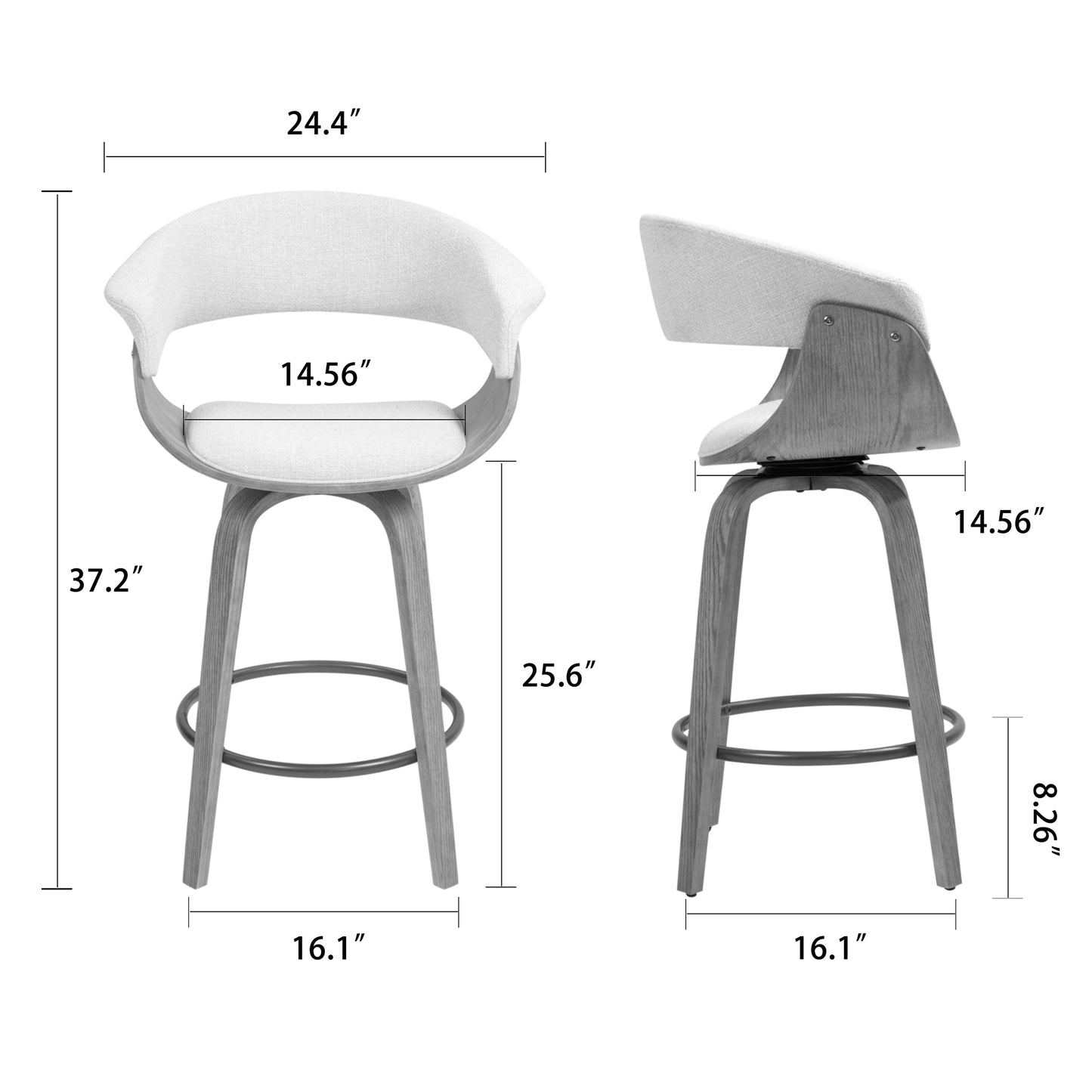 Berkeley Beige Upholstered Fabric Counter Stool with Natural Wood Accent Legs