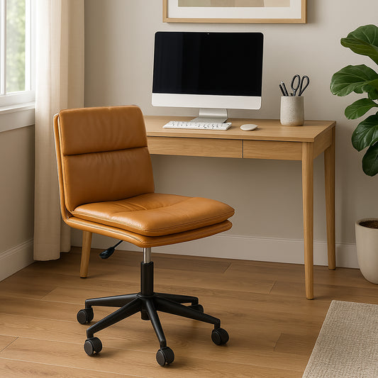 Avak Cappuccino Faux Leather Adjustable Height Swivel Office Chair