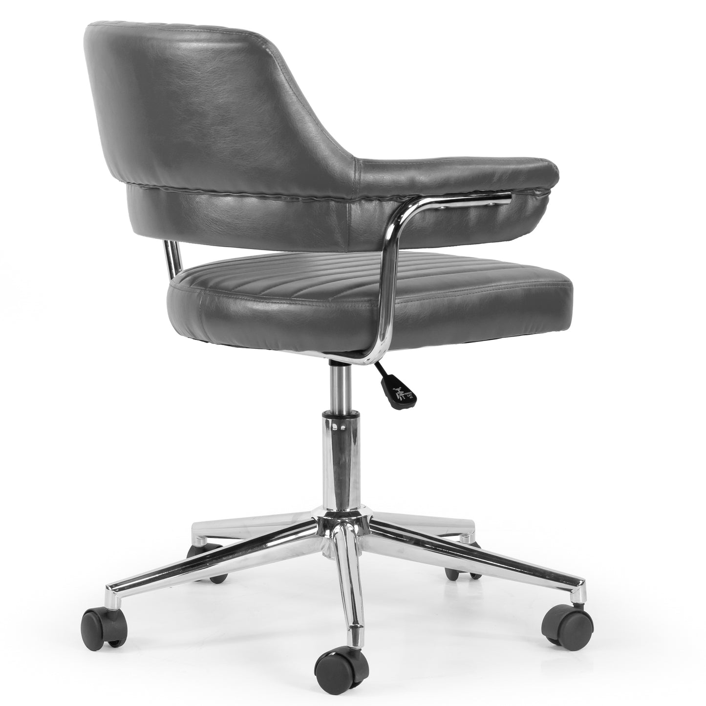 Avery Gray Faux Leather Adjustable Height Swivel Office Chair with Arms