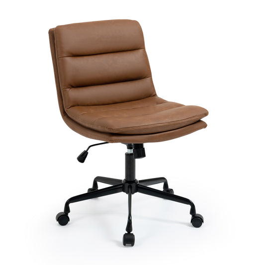Ayuka Brown Faux Leather Adjustable Height Swivel Office Chair
